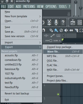 FL Studio Export Options