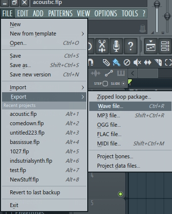 FL Studio Export Options